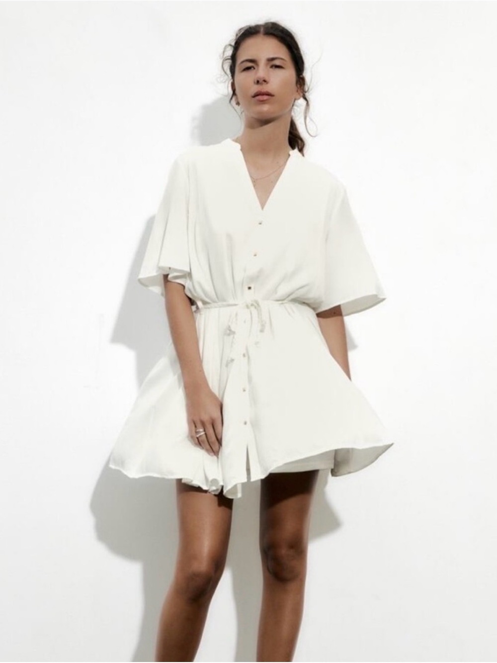 Zara White Flowy Mini Dress XXL